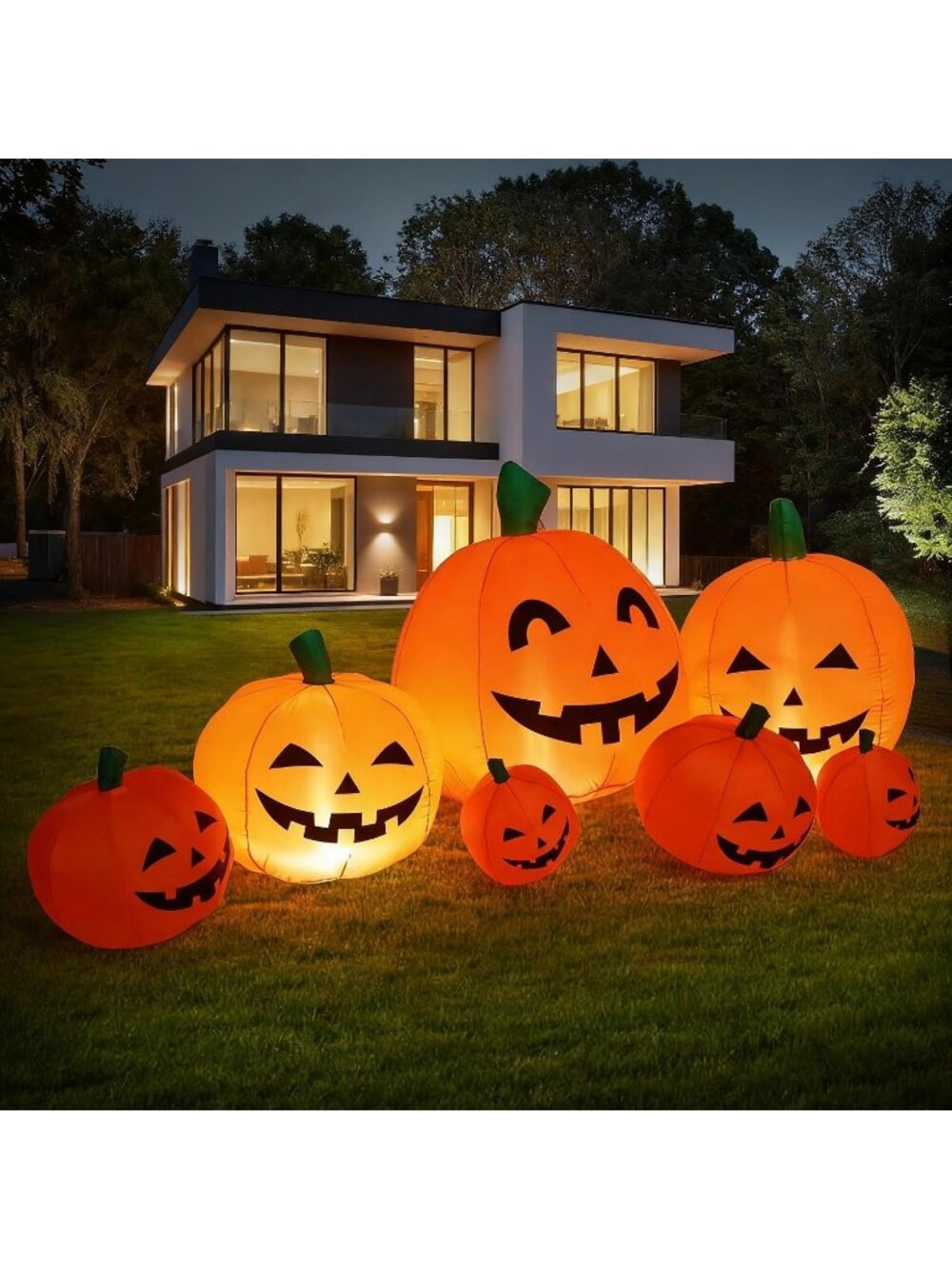 🎃8FT Halloween Inflatable Pumpkin Blow up Seven Pumpkins Outdoor Yard Decor